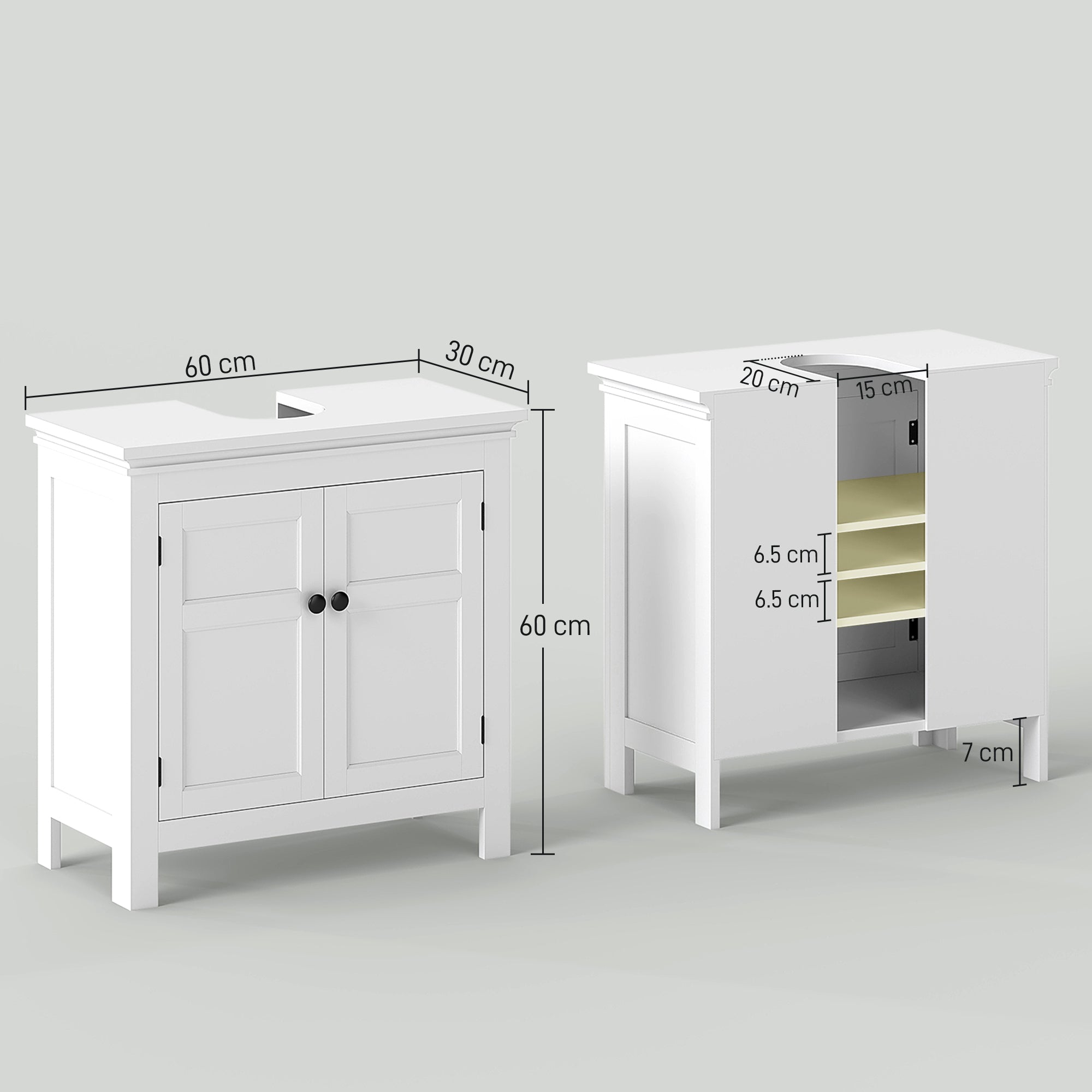 HOMCOM 15 x 20cm 'U' Cut Out Bathroom Storage Cabinet - White